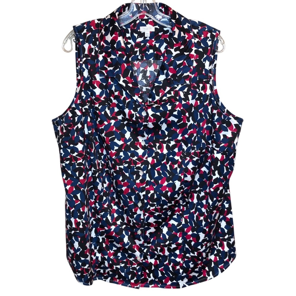 Talbots Woman Sleeveless Top Plus Size 18W Cotton Stretch Coastal Beach Cruise